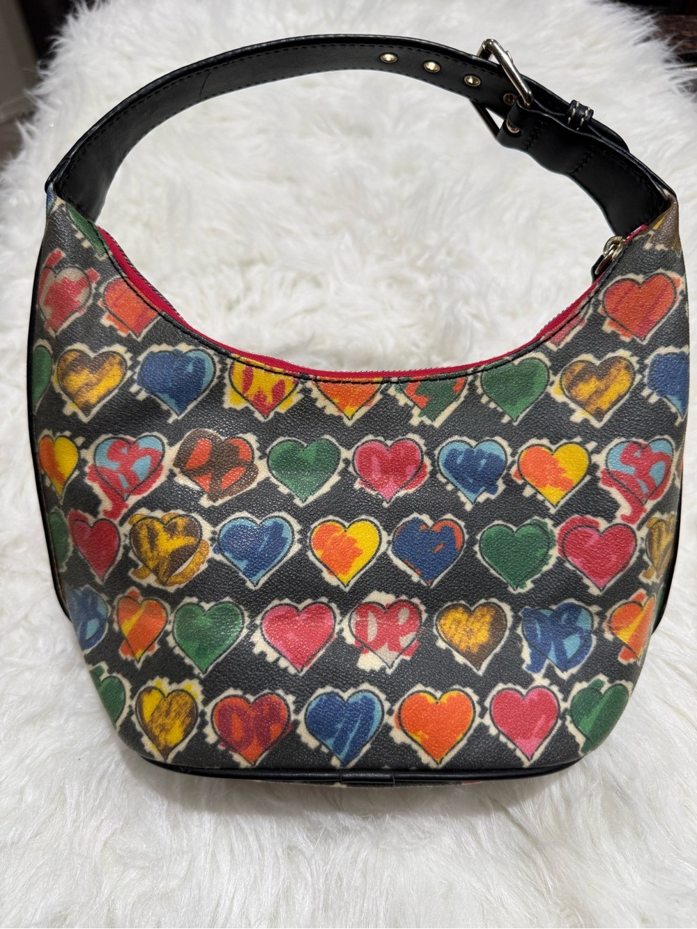 Vintage Y2K Dooney & Bourke Crayon Colors Hearts Small Shoulder Bag Purse